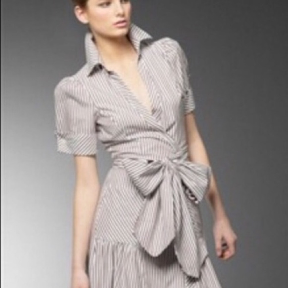Diane Von Furstenberg Belette Striped Wrap Dress 6